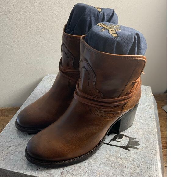 Freebird by Steven Casey Cognac Ankle Boots size 10 - Picture 6 of 7